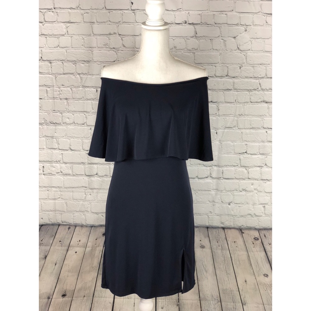 Off Shoulder Custom Dress Navy Blue